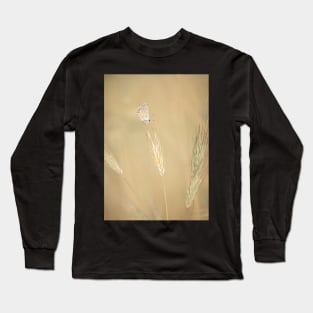 Common Blue Butterfly on Grass Long Sleeve T-Shirt